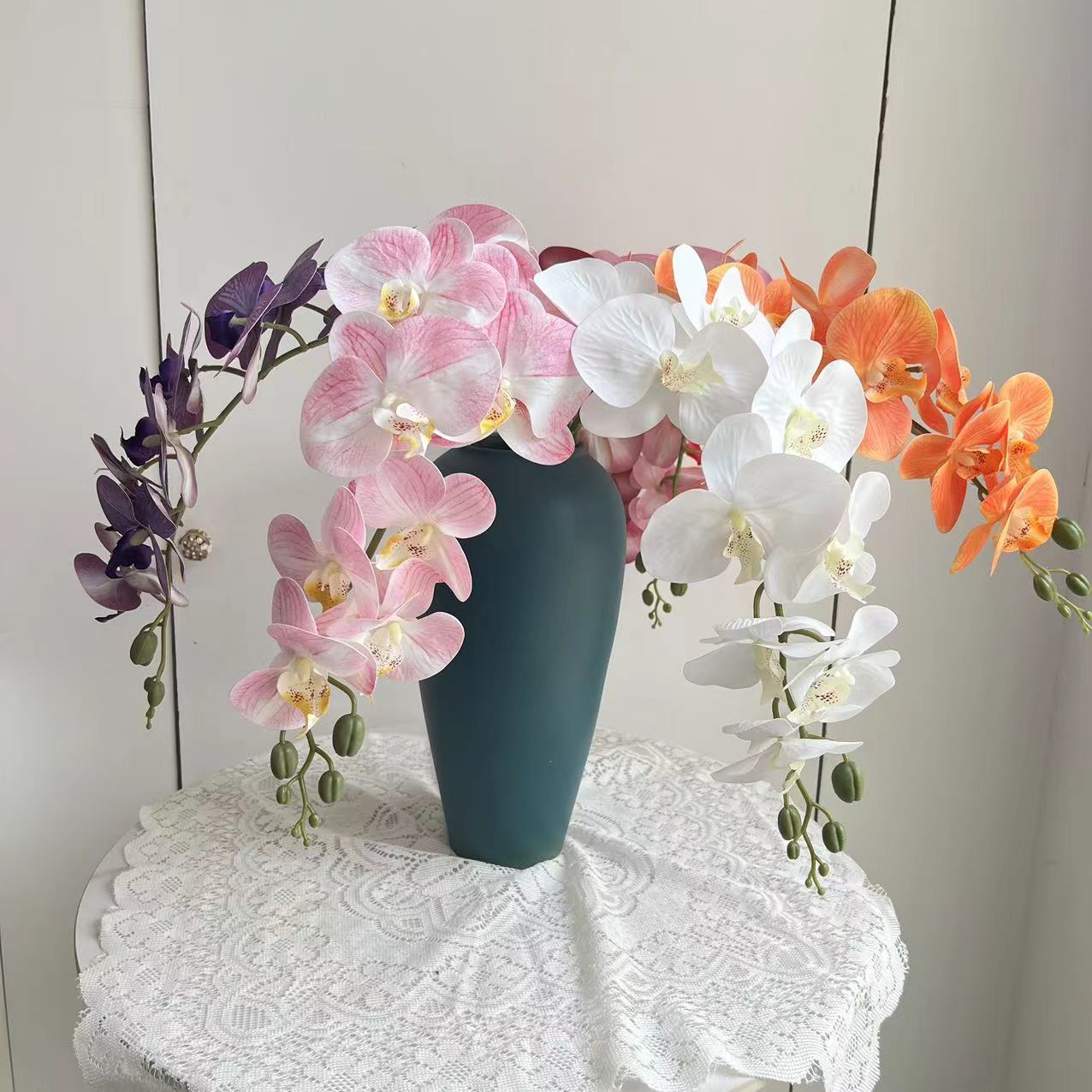 单支高端仿真蝴蝶兰 手感逼真假花客厅电视柜插花软装花艺摆件