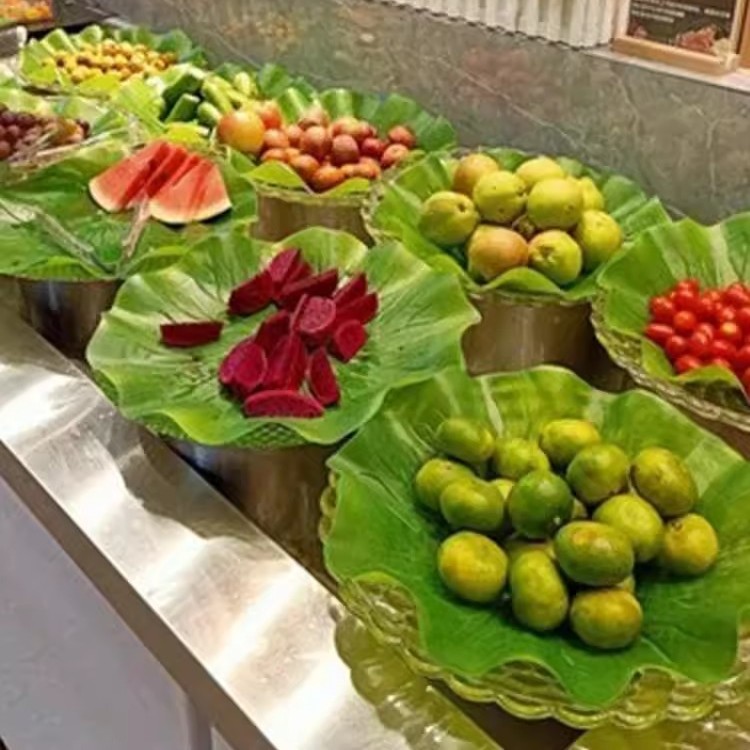 塑料软芭蕉叶仿真大绿叶子水果店餐厅食物垫底装饰假树叶香蕉叶子