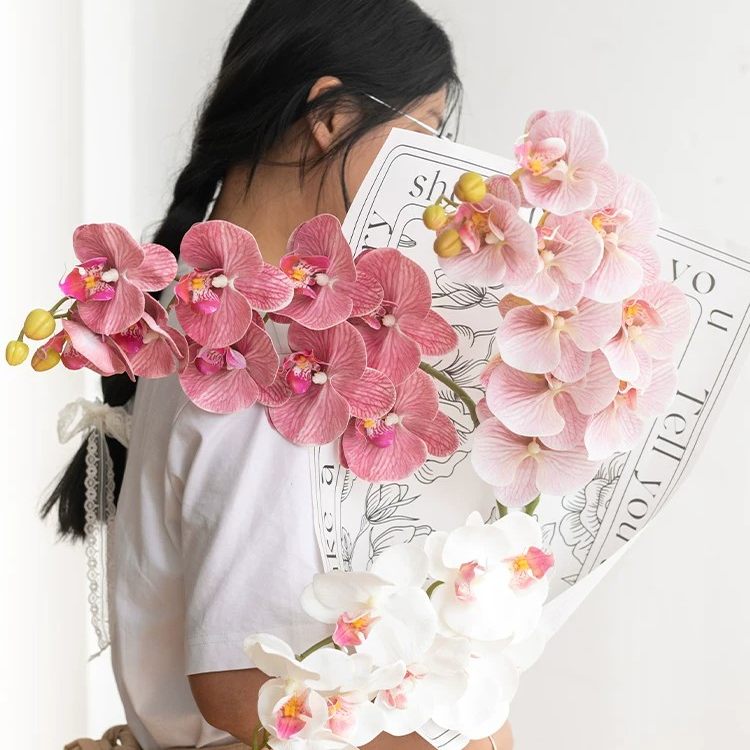 单支手感仿真蝴蝶兰 轻奢假花客厅茶室桌面插花高端花艺装饰品