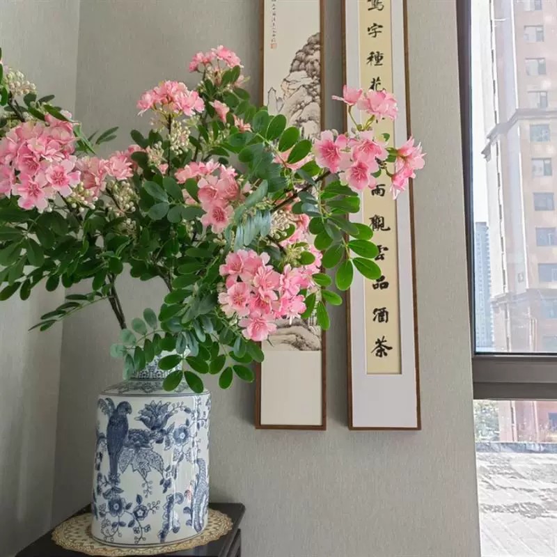 高仿真含笑花带叶花枝人造绢花客厅摆放花艺展厅布景装饰假花道具