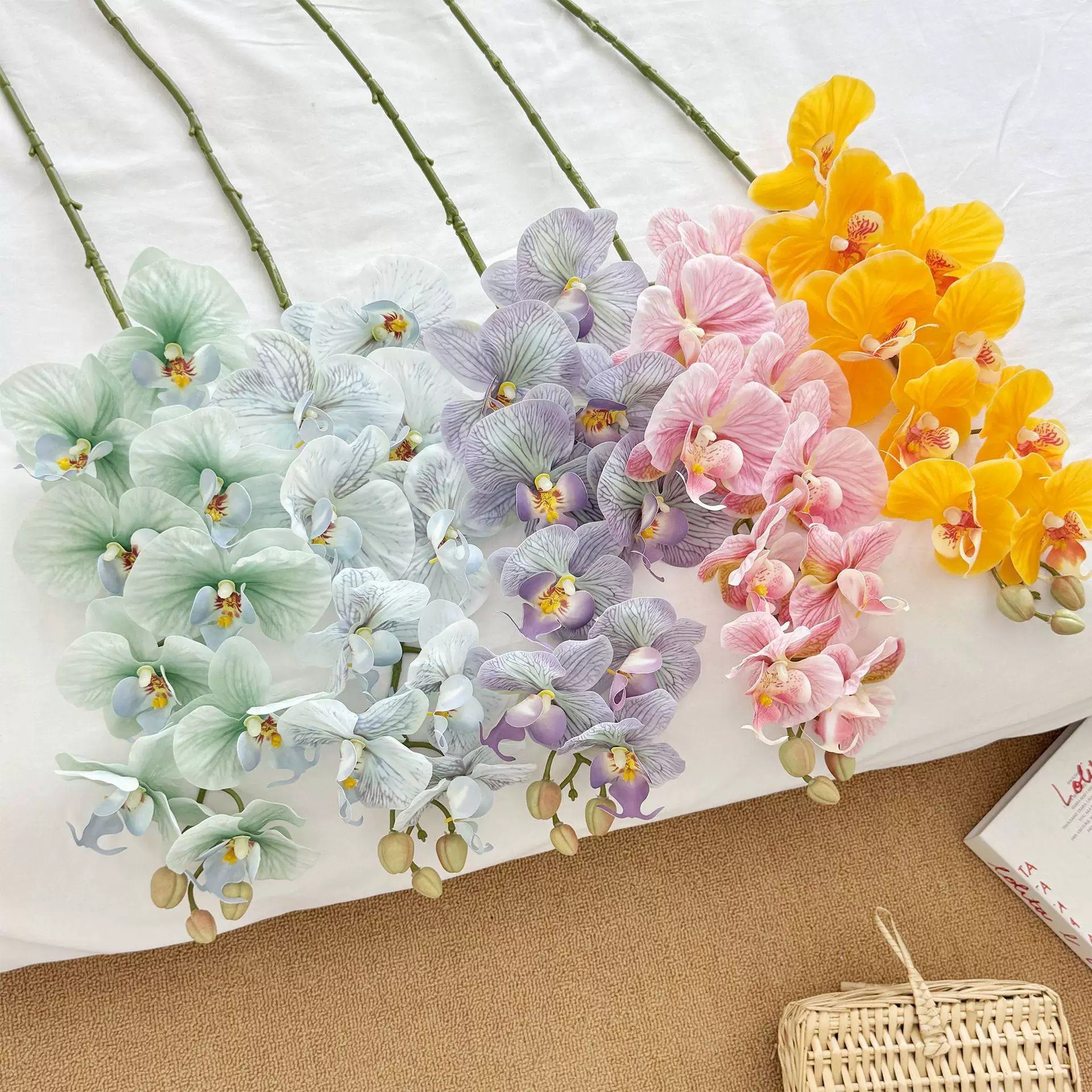仿真蝴蝶兰假花摆件 逼真手感轻奢花艺餐桌茶几插花室内装饰品