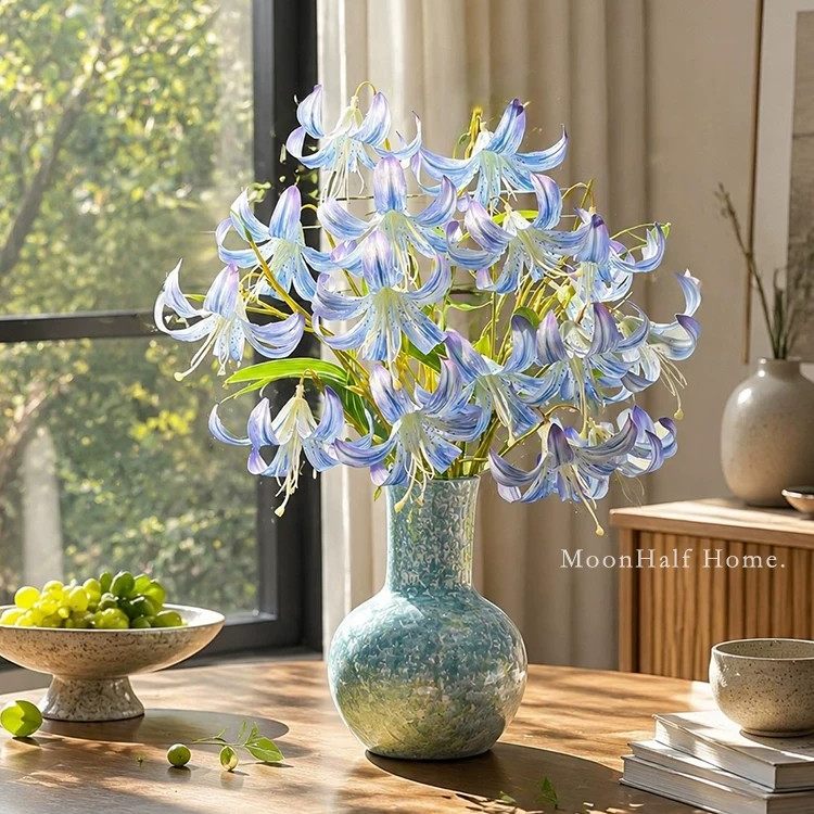 梦幻百合花仿真花橘色高档客厅茶几摆放装饰花客厅仿真花摆件