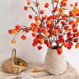 秋意栾树果灯笼果仿真花假花摆设高级感逼真干花客厅店面装饰摆件