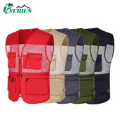 户外摄影钓鱼多口袋透气网眼马甲网纱背心记者工装 马夹志愿者背心