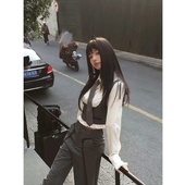 格雷系设计感穿搭2025春季 子三件套 休闲裤 新款 衬衣上衣马甲女西装