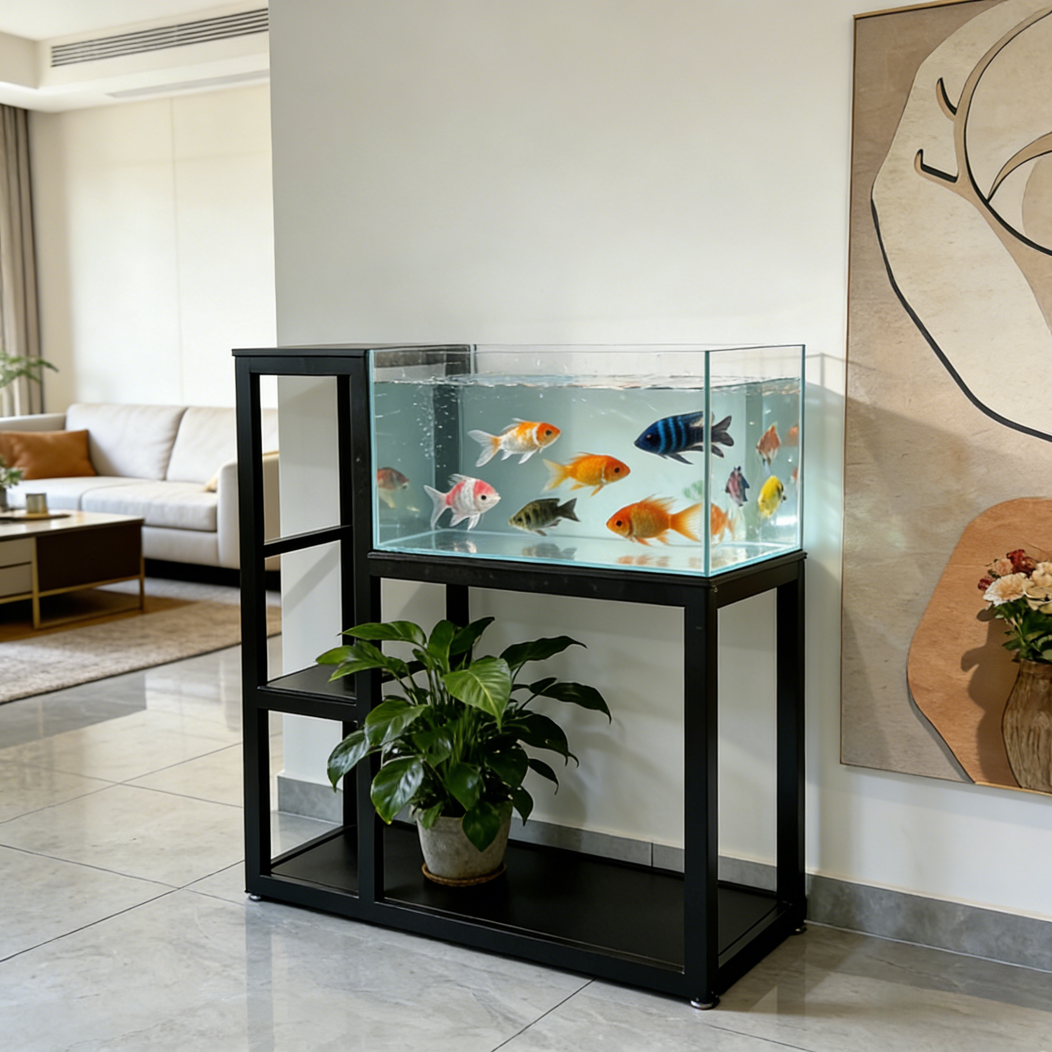 鱼缸架底座底柜焊接工业风定做钢架多层龟缸金属超强承重鱼缸支架