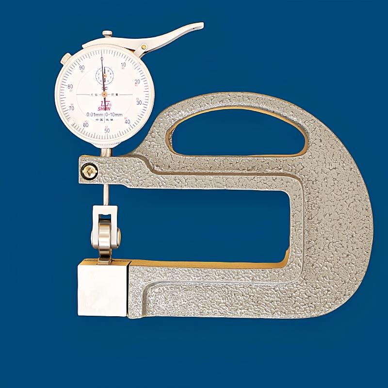 新款中国牌滚动轮式连续测厚规0-10mm0.01厚度表测厚仪包邮