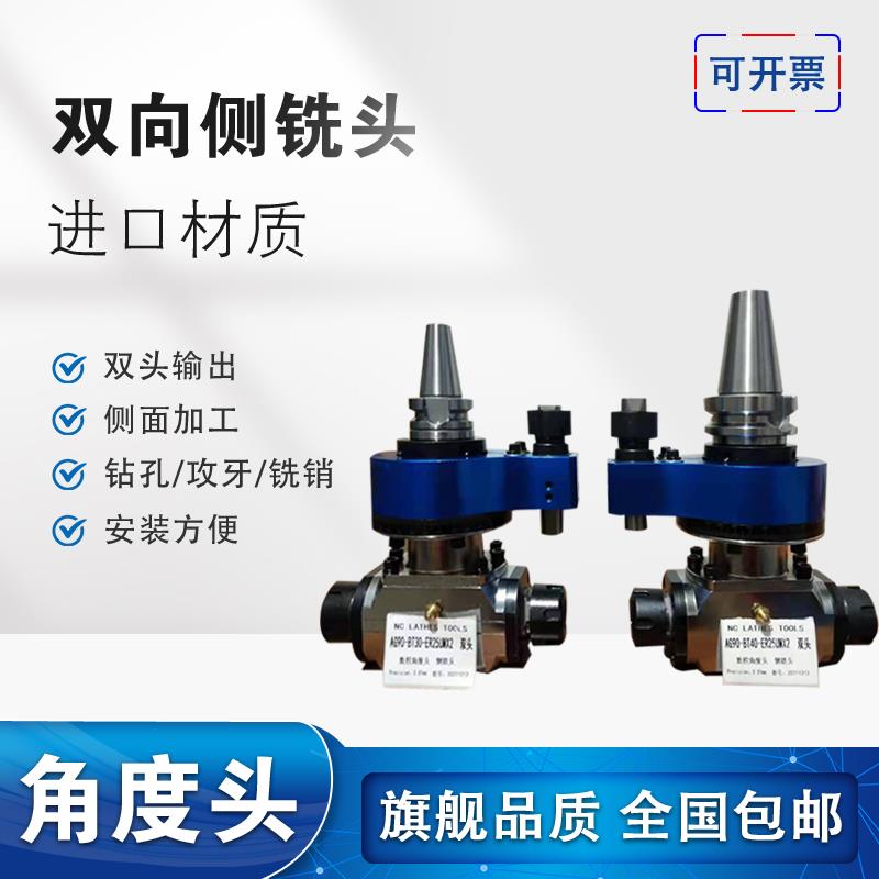 新款角度头加长侧铣头双头输出CNC数控加工中心横铣头BT30/40包邮图片