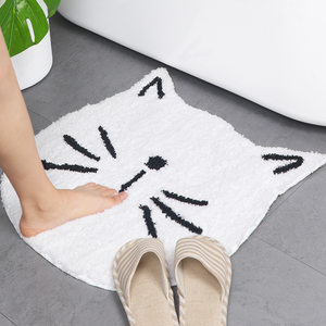 地毯植绒北欧卡通猫浴室吸水防滑家用进门客厅地