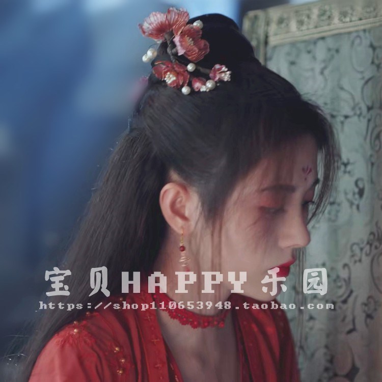 漂亮书生雪文曦鞠婧祎同款花朵发钗仙女发卡发簪手作发饰定制