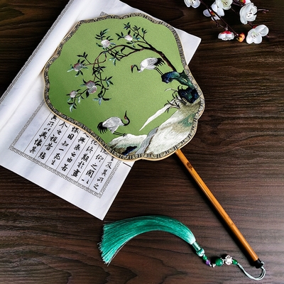 团扇扇中式双面绣工艺古风绣花苏州道具扇子汉服绣花古典刺绣扇宫