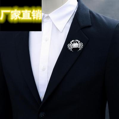 日韩版时尚个性复古高档大钻大别针创意手工海洋生物胸针螃蟹男女
