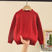 麻花毛衣男童日系潮流加厚宽松圆领线衣外套潮牌儿童秋冬季 针织衫