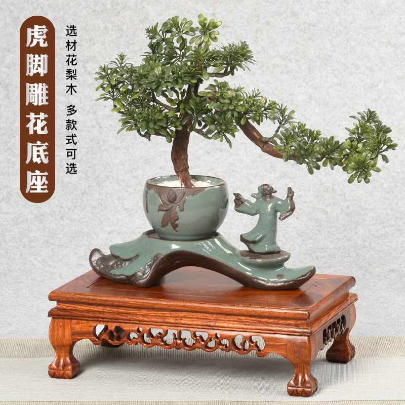 玉石工艺品花瓶佛像长方形木雕