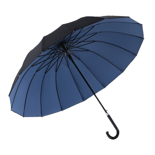 24骨双层自动雨伞男大号暴雨专用抗风黑色超大长柄弯钩双人三人伞