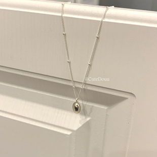 CuteDouu 百搭点缀 s925银项链简约百搭高级椭圆吊坠项链锁骨链