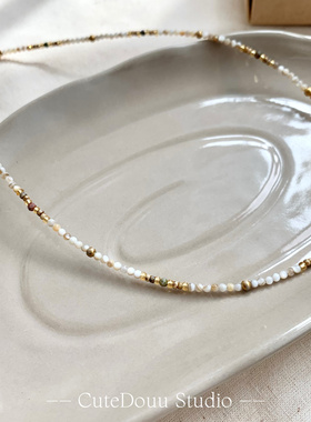 CuteDouu 质感美拉德“耐看细串珠”暖调日常百搭串珠项链锁骨链
