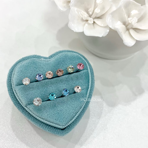 CuteDouu 定制爆闪 4mm华子钻耳钉钛钢不易过敏耳骨钉 睡觉不用摘