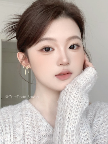 CuteDouu编织蝴蝶结气质耳钉女