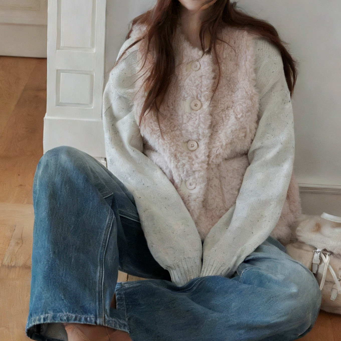 秋冬泡菜单杏色圆领短款皮毛一体背心仿羊糕毛百搭麂皮绒马甲女,女装/女士精品,马夹,淘宝优惠券,粉丝福利购,淘宝优惠卷