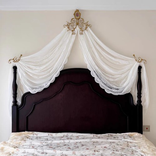 原创黄铜床幔架床头帘法式门帘蕾丝公主韩式家居装饰卧室拍摄背景