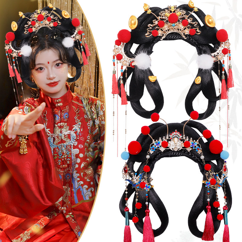 汉服假发一体式发包头饰女古装影视剧同款新年假发髻盘发古风造型,美发护发/假发,演出假发,淘宝优惠券,粉丝福利购,淘宝优惠卷