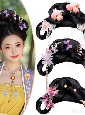 古风发髻盘发明制发型古装汉服假发一体式全套头饰日常垫发包发饰