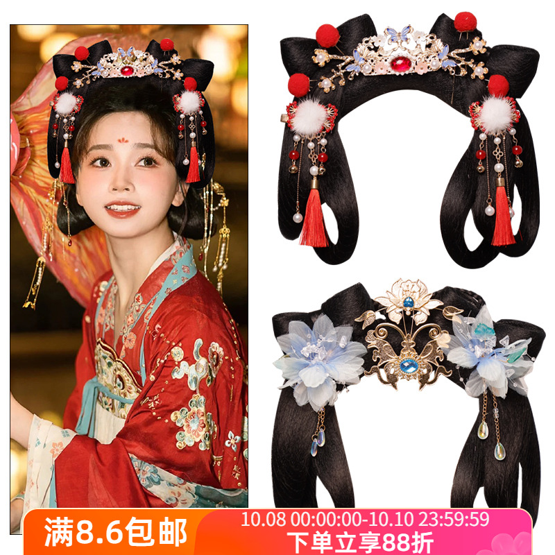 古风蝴蝶结发髻饰品一体式