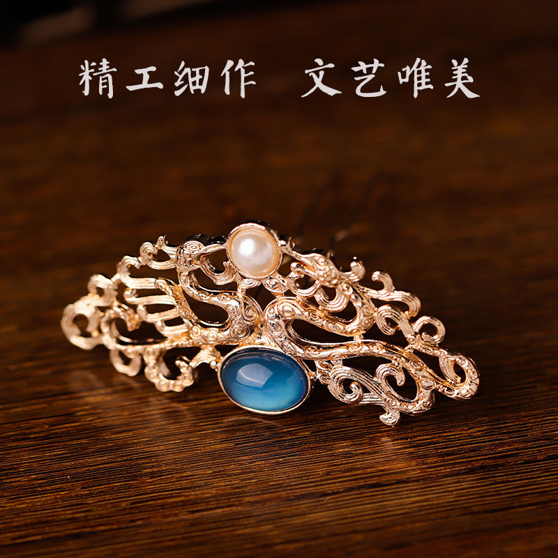 古代发冠汉服头饰少女头冠古风发饰明制配饰顶钗发簪盘发头钗儿童