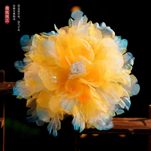 复古古风绢花重瓣大牡丹发夹