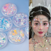 美人鱼贝壳鱼鳞人鱼眼妆亮片儿童舞台妆脸上化妆脸部贴脸饰品脸贴