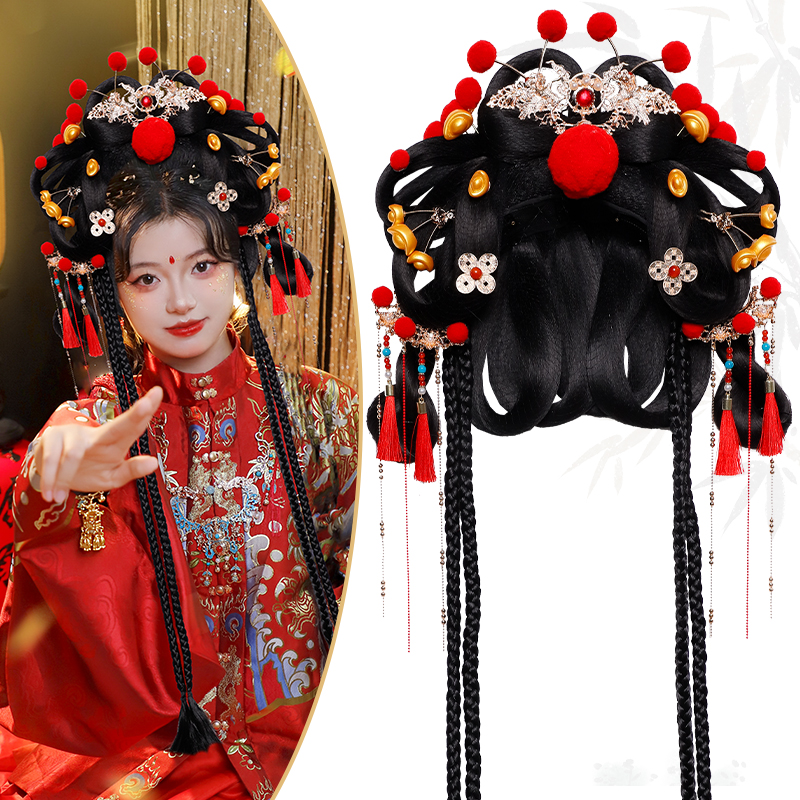 新年喜庆发饰发髻组合套装