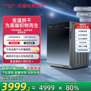 Twinwash町渥滚筒洗衣机全自动家用10kg烘干一体变温柔烘H5G Pro