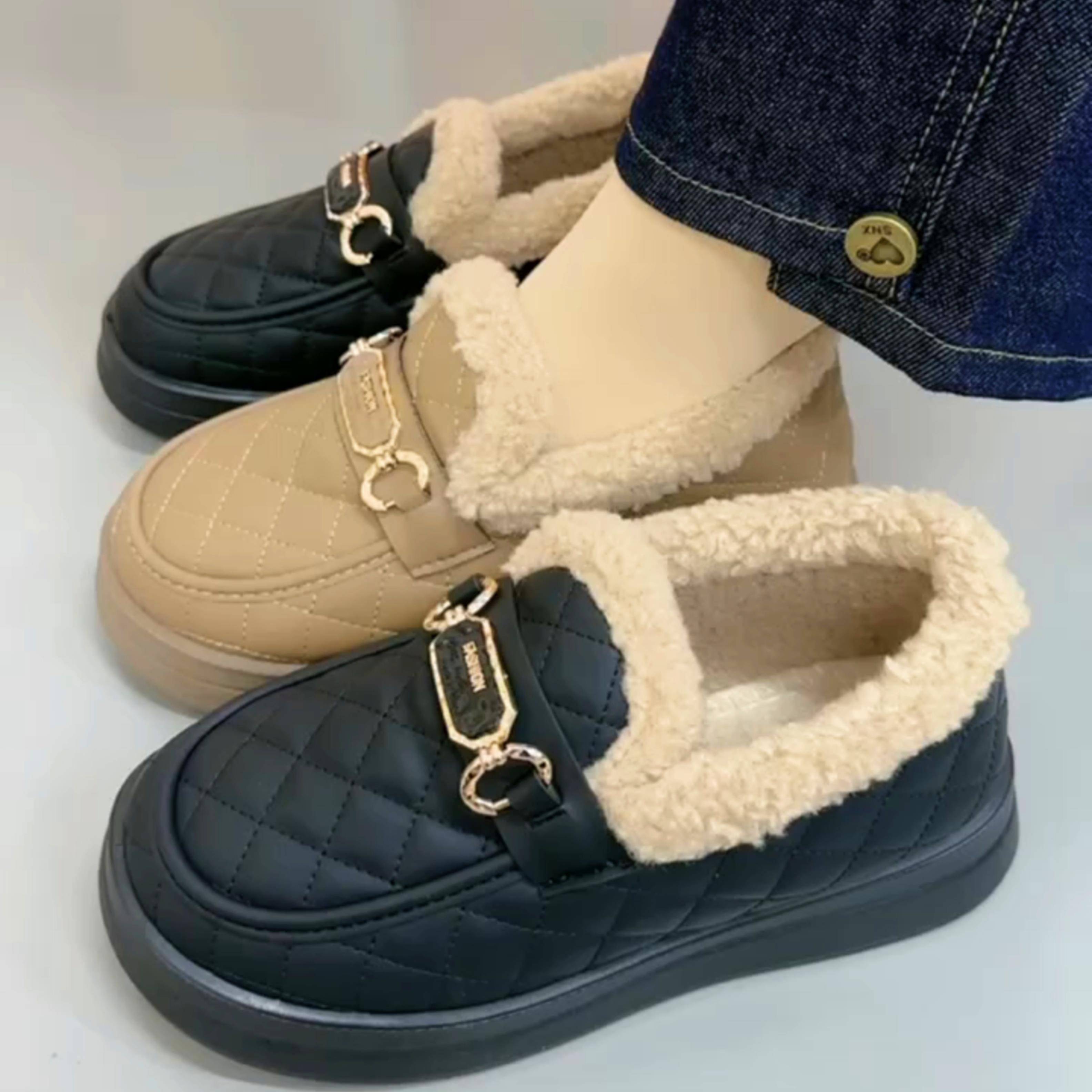 老北京棉鞋女时尚款舒适防滑厚底一脚蹬妈妈洋气棉靴加绒保暖年轻