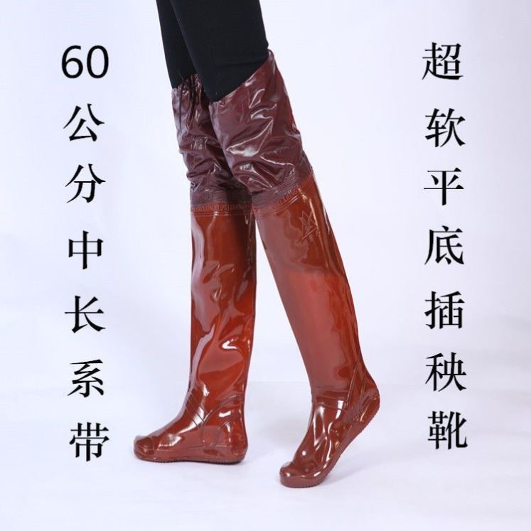 新款插秧鞋男女高筒水田鞋袜软底系带下水鞋柔软雨鞋水鞋下田耕田