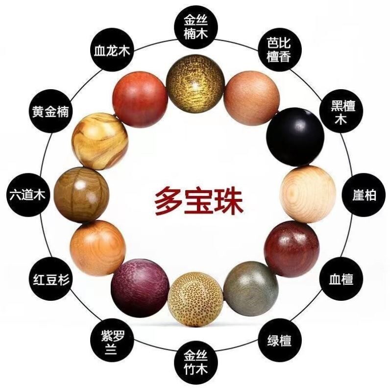 多宝珠佛珠手串男女手链小叶紫檀金丝楠木黄花梨血龙木黑檀