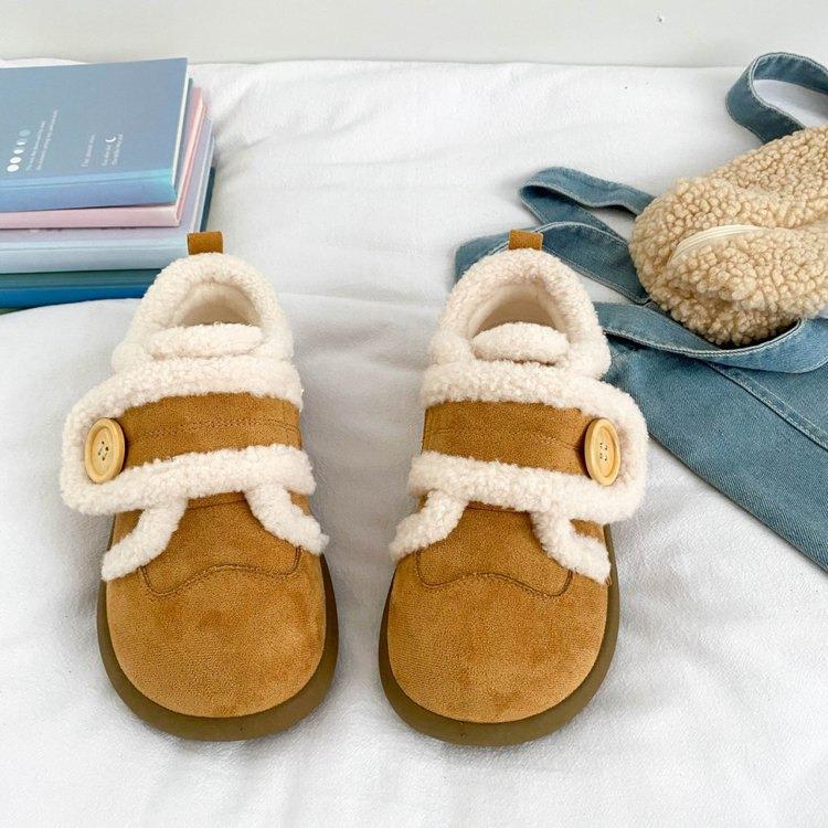 魔术贴面包棉鞋女爆款百搭冬季保暖2025新款加绒板鞋圆头雪地靴子