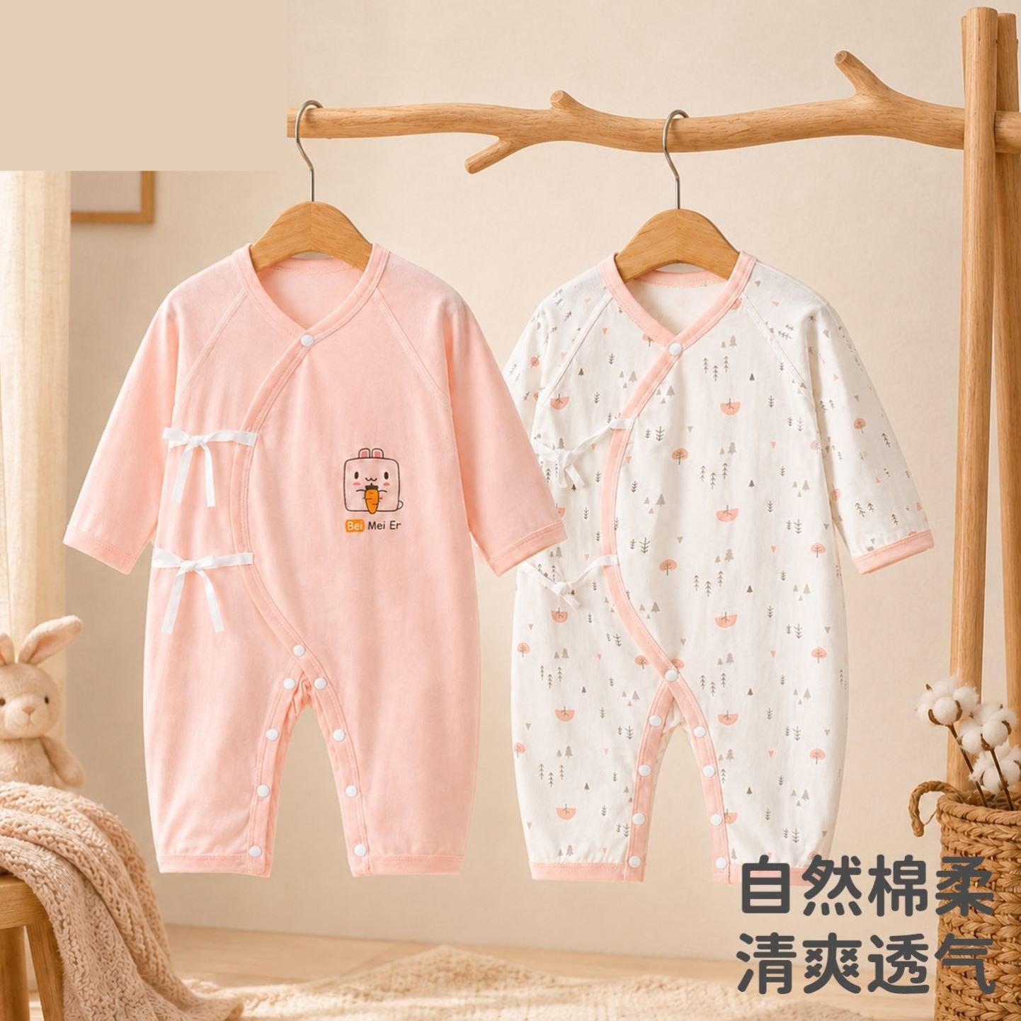婴儿连体衣春秋新生儿贴身纯棉满月睡衣哈衣爬服内衣打底宝宝衣服