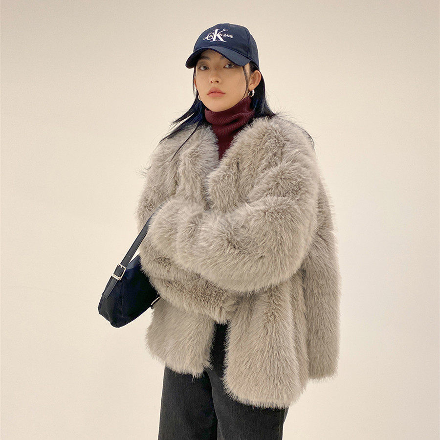 2023年冬季新款女托卡纳斯仿皮草外套韩版毛毛宽松狐狸毛皮草大衣
