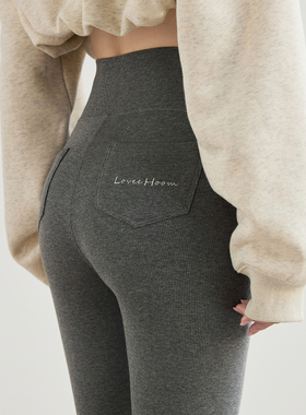 打底裤外穿秋季女磨毛加口袋保暖裤高腰纯棉加绒加厚弹力显瘦长裤