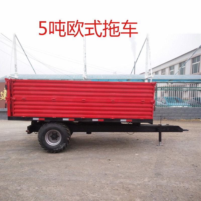 欧式拖车出口国外5吨单轴人字形大梁主体400宽胎加高农用运输车斗