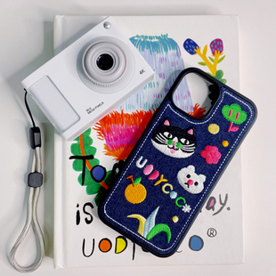 pro promax小众设计女生礼物 uodycoco原创小富贵手机壳刺绣适配苹果iPhone17