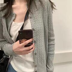 春秋rl小马标刺绣麻花拉夫开衫女针织衫圆领短款针织长袖上衣外套