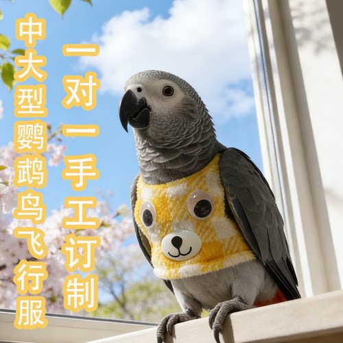 毛绒黄格鹦鹉无帽保暖护肚飞行服