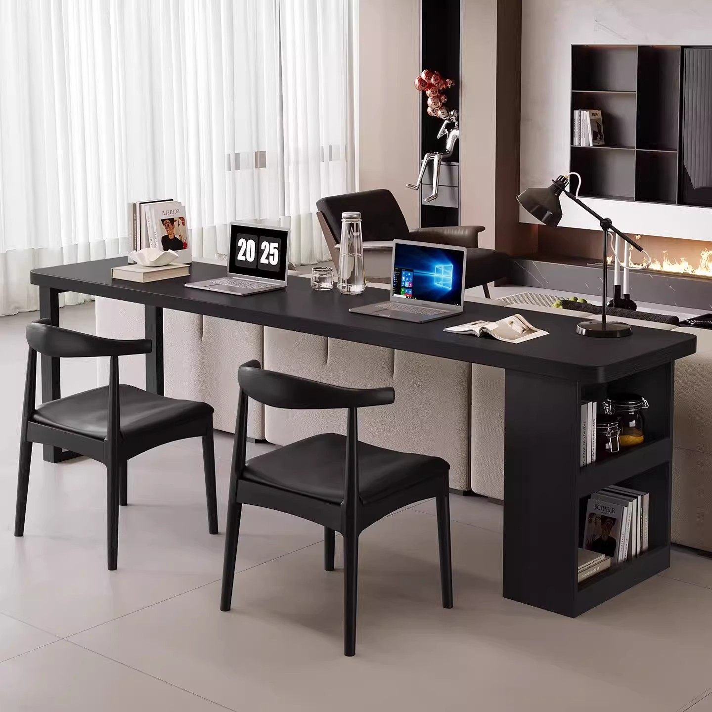 客厅简约现代长条桌子实木书桌家用办公学习桌带储物写字桌椅组合,住宅家具,书桌,淘宝优惠券,粉丝福利购,淘宝优惠卷