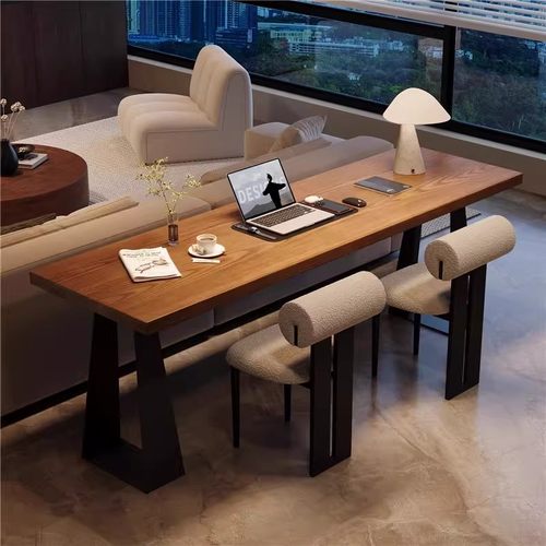 现代简约双人实木长条桌客厅办公桌家用沙发后学习桌可定制书桌子