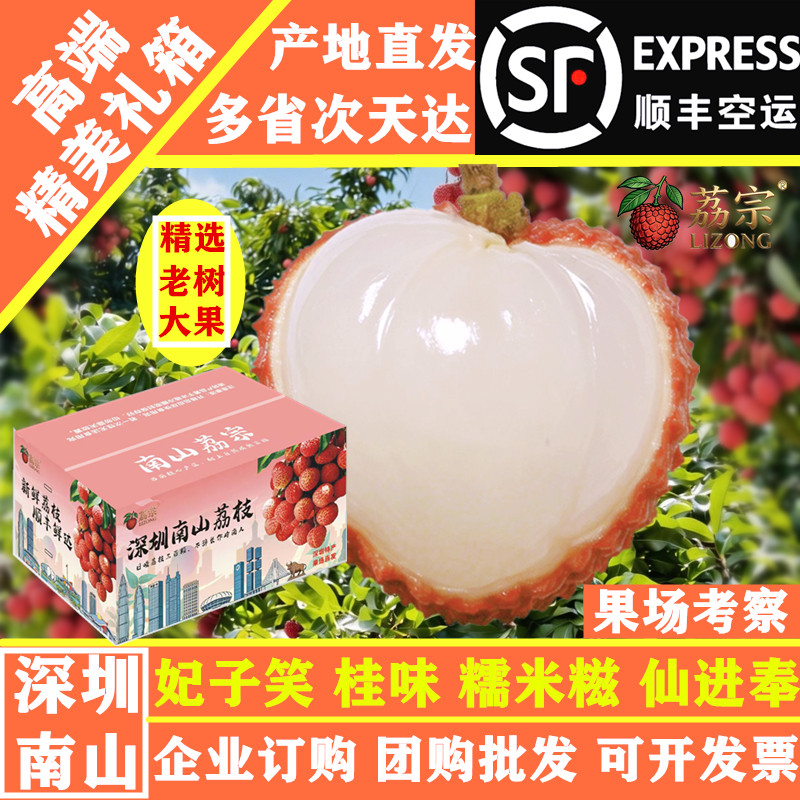 顺丰空运深圳南山荔枝妃笑子老树糍糯米5斤礼箱桂味农家新鲜现摘