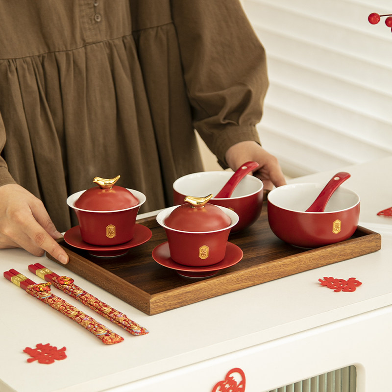婚礼改口敬茶杯子新人喜碗对碗敬茶茶具盖碗茶杯结婚陪嫁碗筷套装,节庆用品/礼品,喜碗/敬茶杯,淘宝优惠券,粉丝福利购,淘宝优惠卷