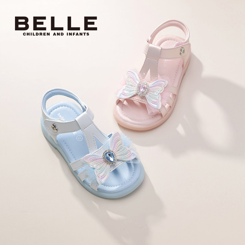 百丽童鞋夏季舒适透气凉鞋时尚百搭公主鞋小女孩防滑软底宝宝鞋子