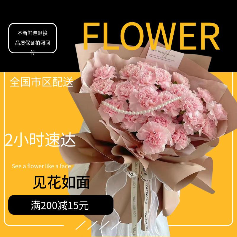 母亲节青岛武汉南京威海康乃馨生日混搭花束鲜花店同城速递